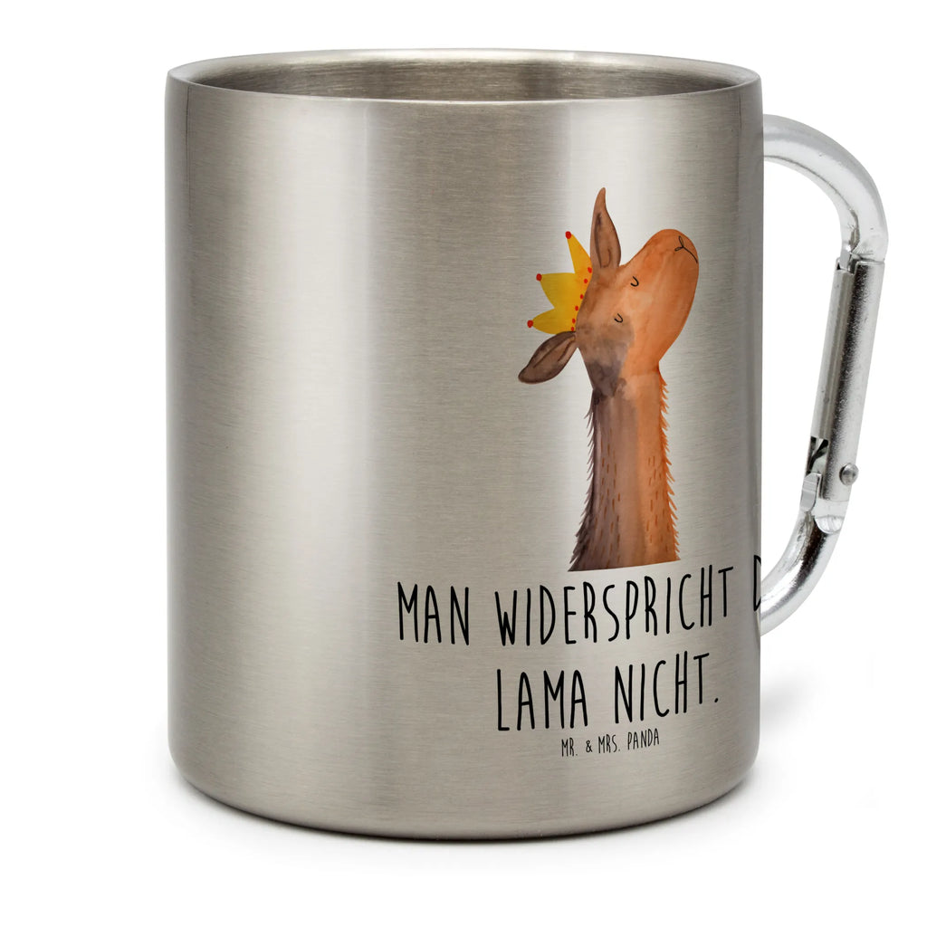 Edelstahlbecher Lamakopf König Edelstahltasse, Karabiner, Edelstahlbecher, Outdoor, Camping, Tasse, Becher, Lama, Alpaka, Lamas, König, Königin, Freundin, Mama, Papa, Büro Kollege, Kollegin, Chef, Vorgesetzter, Abi, Abitur