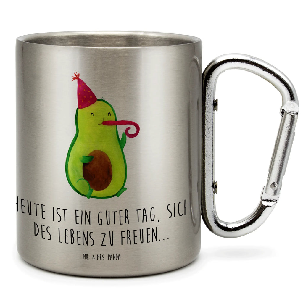 Edelstahlbecher Avocado Partyhupe Edelstahltasse, Karabiner, Edelstahlbecher, Outdoor, Camping, Tasse, Becher, Avocado, Veggie, Vegan, Gesund, Party, Feierlichkeit, Feier, Fete, Geburtstag, Gute Laune, Tröte