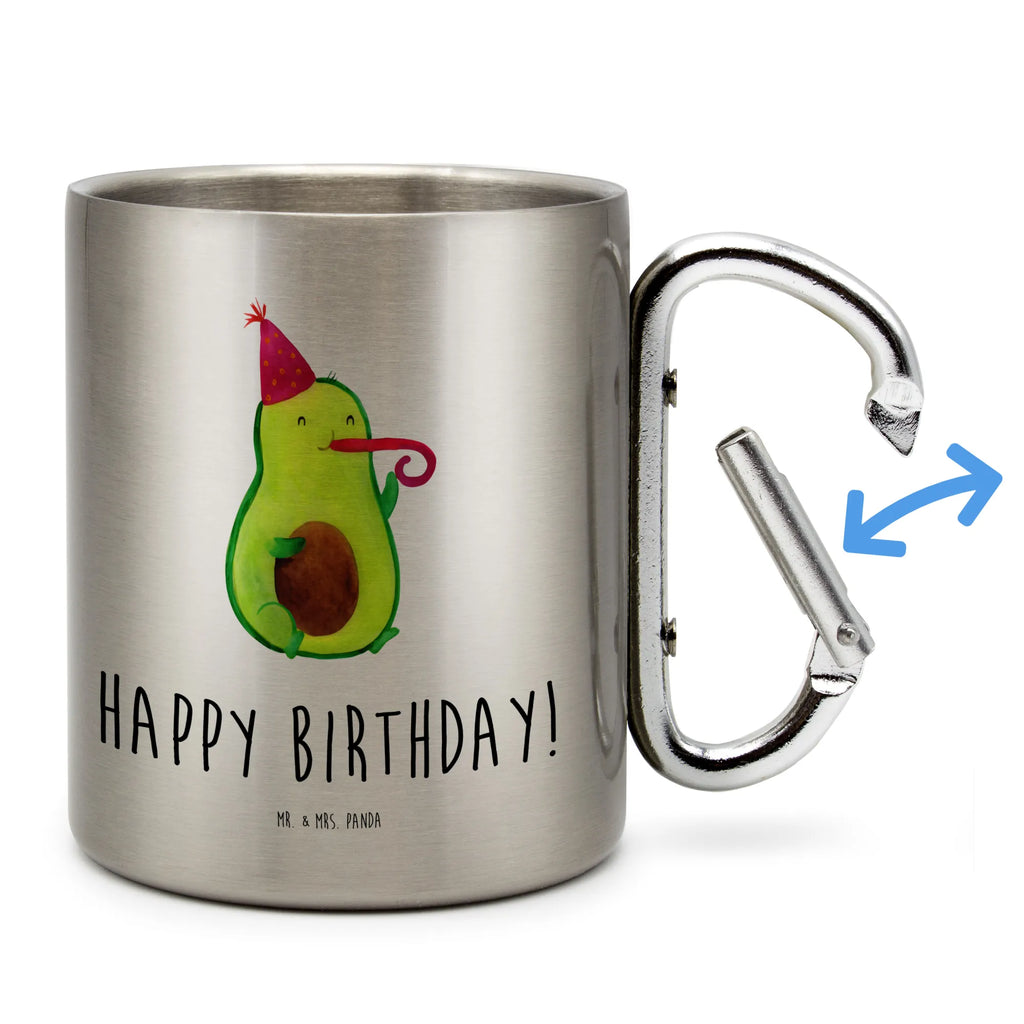 Edelstahlbecher Avocado Birthday Edelstahltasse, Karabiner, Edelstahlbecher, Outdoor, Camping, Tasse, Becher, Avocado, Veggie, Vegan, Gesund