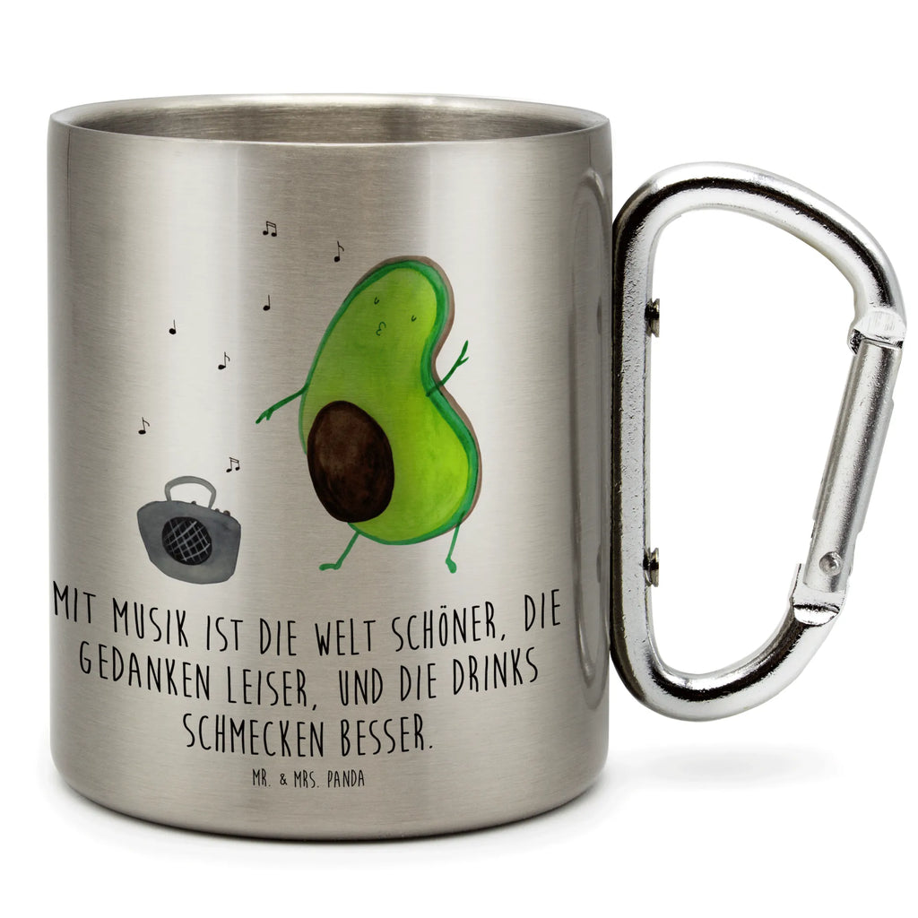 Edelstahlbecher Avocado tanzt Edelstahltasse, Karabiner, Edelstahlbecher, Outdoor, Camping, Tasse, Becher, Avocado, Veggie, Vegan, Gesund