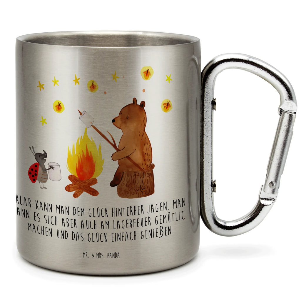 Edelstahlbecher Bär & Marienkäfer Lagerfeuer Edelstahltasse, Karabiner, Edelstahlbecher, Outdoor, Camping, Tasse, Becher, Bär, Teddy, Teddybär, Lagerfeuer