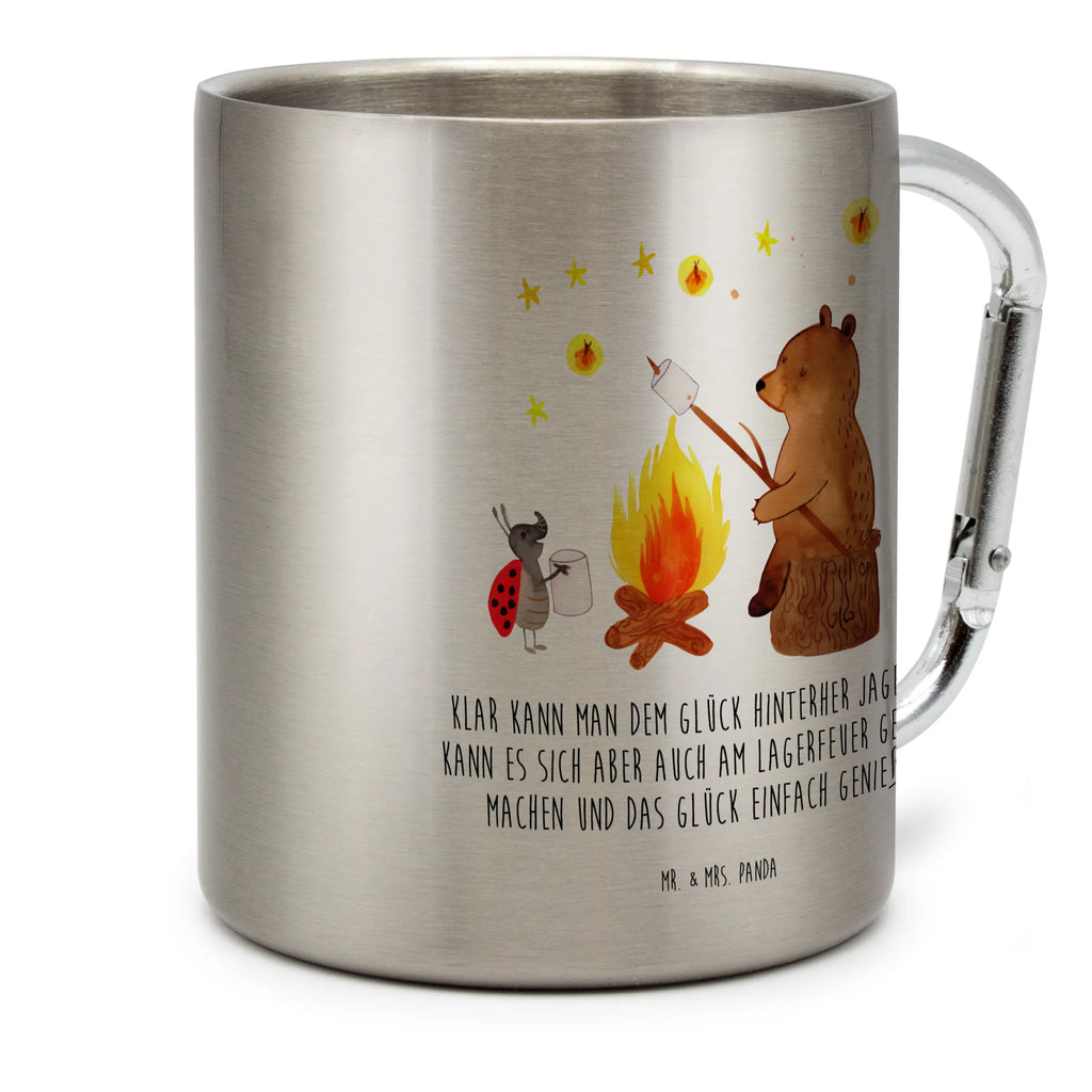 Edelstahlbecher Bär & Marienkäfer Lagerfeuer Edelstahltasse, Karabiner, Edelstahlbecher, Outdoor, Camping, Tasse, Becher, Bär, Teddy, Teddybär, Lagerfeuer