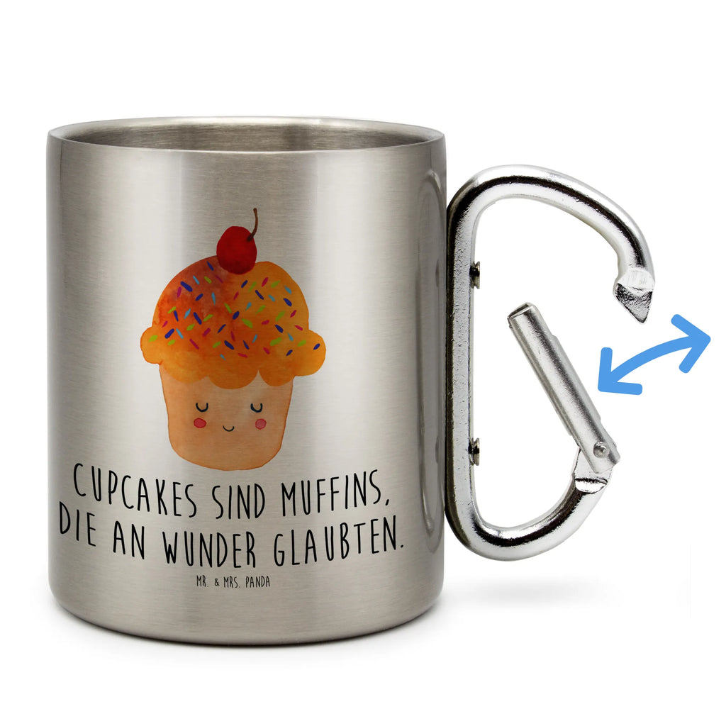 Edelstahlbecher Cupcake Edelstahltasse, Karabiner, Edelstahlbecher, Outdoor, Camping, Tasse, Becher, Tiermotive, Gute Laune, lustige Sprüche, Tiere, Cupcakes, Muffin, Wunder, Küche Deko, Küche Spruch, Backen Geschenk, Geschenk Koch, Motivation Sprüche