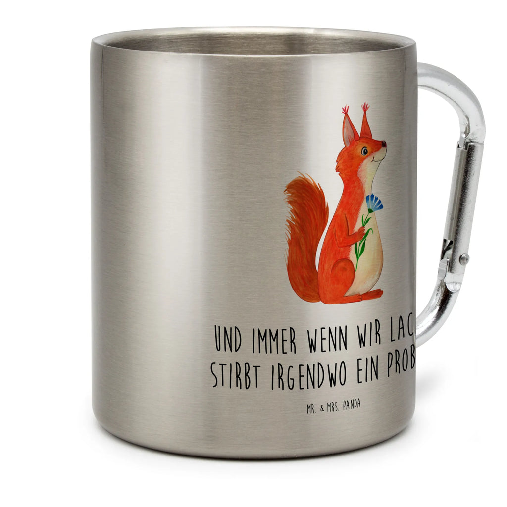 Edelstahlbecher Eichhörnchen Blume Edelstahltasse, Karabiner, Edelstahlbecher, Outdoor, Camping, Tasse, Becher, Tiermotive, Gute Laune, lustige Sprüche, Tiere, Eichhörnchen, Eichhorn, Spruch positiv, Lachen, Spaß, Motivation Sprüche, Motivation Bilder, glücklich Spruch, Spruch Deko