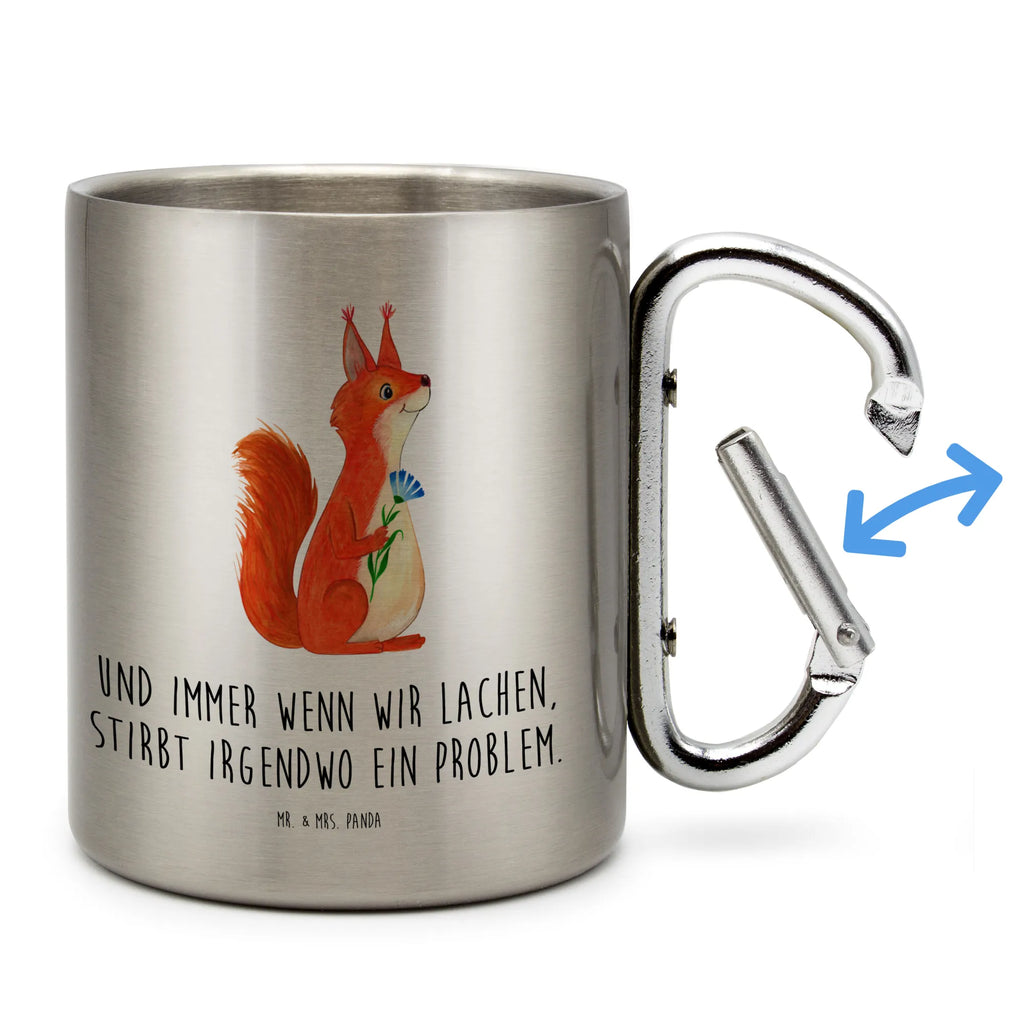 Edelstahlbecher Eichhörnchen Blume Edelstahltasse, Karabiner, Edelstahlbecher, Outdoor, Camping, Tasse, Becher, Tiermotive, Gute Laune, lustige Sprüche, Tiere, Eichhörnchen, Eichhorn, Spruch positiv, Lachen, Spaß, Motivation Sprüche, Motivation Bilder, glücklich Spruch, Spruch Deko