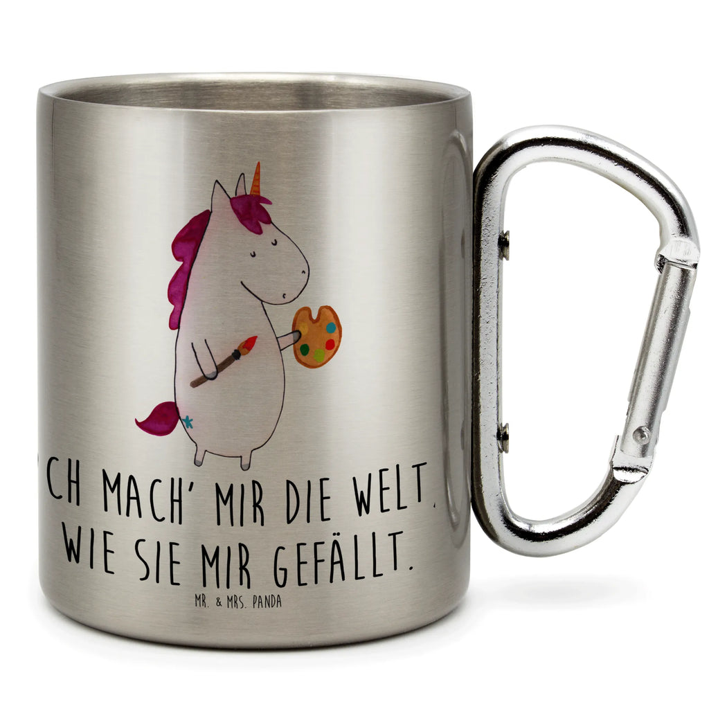 Edelstahlbecher Einhorn Künstler Edelstahltasse, Karabiner, Edelstahlbecher, Outdoor, Camping, Tasse, Becher, Einhorn, Einhörner, Einhorn Deko, Unicorn, Englisch, Künstler, Artist, Malen, Zeichnen, Welt, Farbe, Stift, Pinsel, Geschenk, Maler