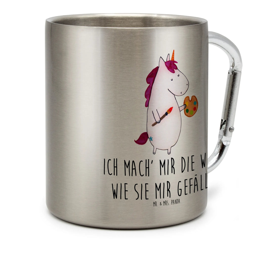 Edelstahlbecher Einhorn Künstler Edelstahltasse, Karabiner, Edelstahlbecher, Outdoor, Camping, Tasse, Becher, Einhorn, Einhörner, Einhorn Deko, Unicorn, Englisch, Künstler, Artist, Malen, Zeichnen, Welt, Farbe, Stift, Pinsel, Geschenk, Maler