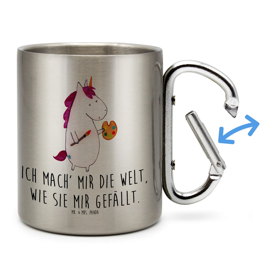 Edelstahlbecher Einhorn Künstler Edelstahltasse, Karabiner, Edelstahlbecher, Outdoor, Camping, Tasse, Becher, Einhorn, Einhörner, Einhorn Deko, Unicorn, Englisch, Künstler, Artist, Malen, Zeichnen, Welt, Farbe, Stift, Pinsel, Geschenk, Maler