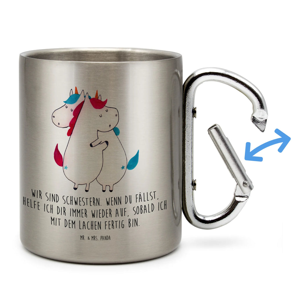 Edelstahlbecher Einhörner Umarmen Edelstahltasse, Karabiner, Edelstahlbecher, Outdoor, Camping, Tasse, Becher, Einhorn, Einhörner, Einhorn Deko, Pegasus, Unicorn, Freundinnen, Freundin, BFF, Schwester, Schwestern, Familie, Geschwister, Sister, Liebe