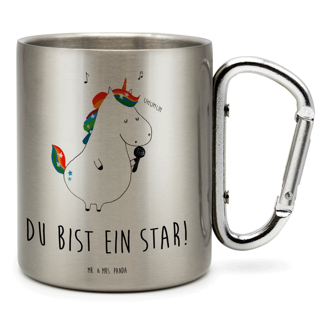 Edelstahlbecher Einhorn Sänger Edelstahltasse, Karabiner, Edelstahlbecher, Outdoor, Camping, Tasse, Becher, Einhorn, Einhörner, Einhorn Deko, Unicorn, Glitzer, Konfetti, Party, Geburtstag, Feier, Fest, Disco, Sängerin, Sänger, Freundin