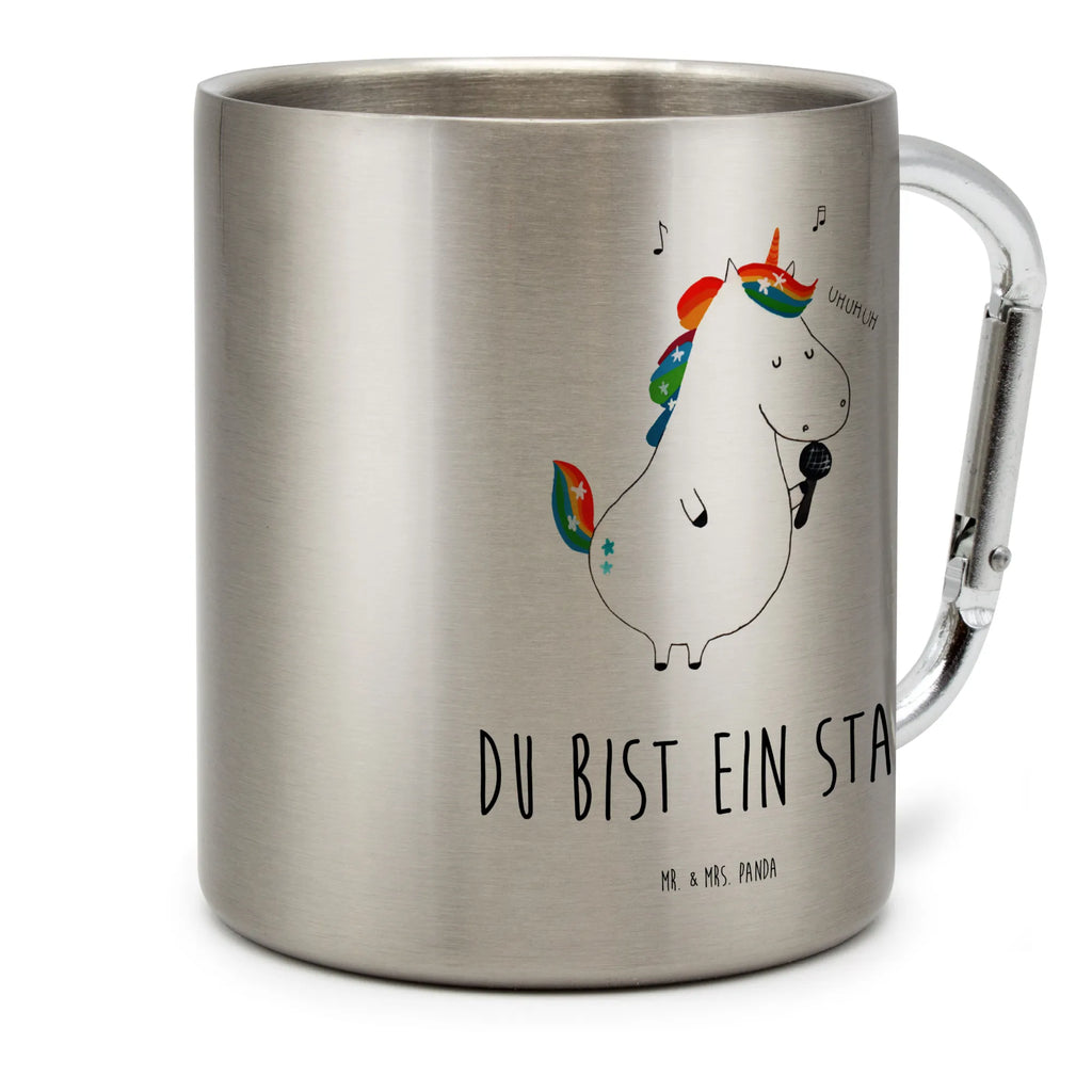 Edelstahlbecher Einhorn Sänger Edelstahltasse, Karabiner, Edelstahlbecher, Outdoor, Camping, Tasse, Becher, Einhorn, Einhörner, Einhorn Deko, Unicorn, Glitzer, Konfetti, Party, Geburtstag, Feier, Fest, Disco, Sängerin, Sänger, Freundin