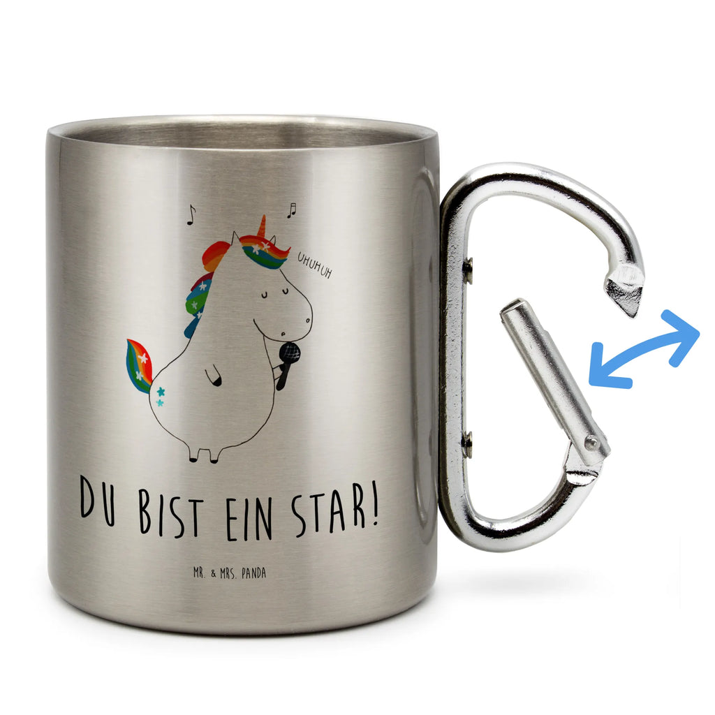 Edelstahlbecher Einhorn Sänger Edelstahltasse, Karabiner, Edelstahlbecher, Outdoor, Camping, Tasse, Becher, Einhorn, Einhörner, Einhorn Deko, Unicorn, Glitzer, Konfetti, Party, Geburtstag, Feier, Fest, Disco, Sängerin, Sänger, Freundin