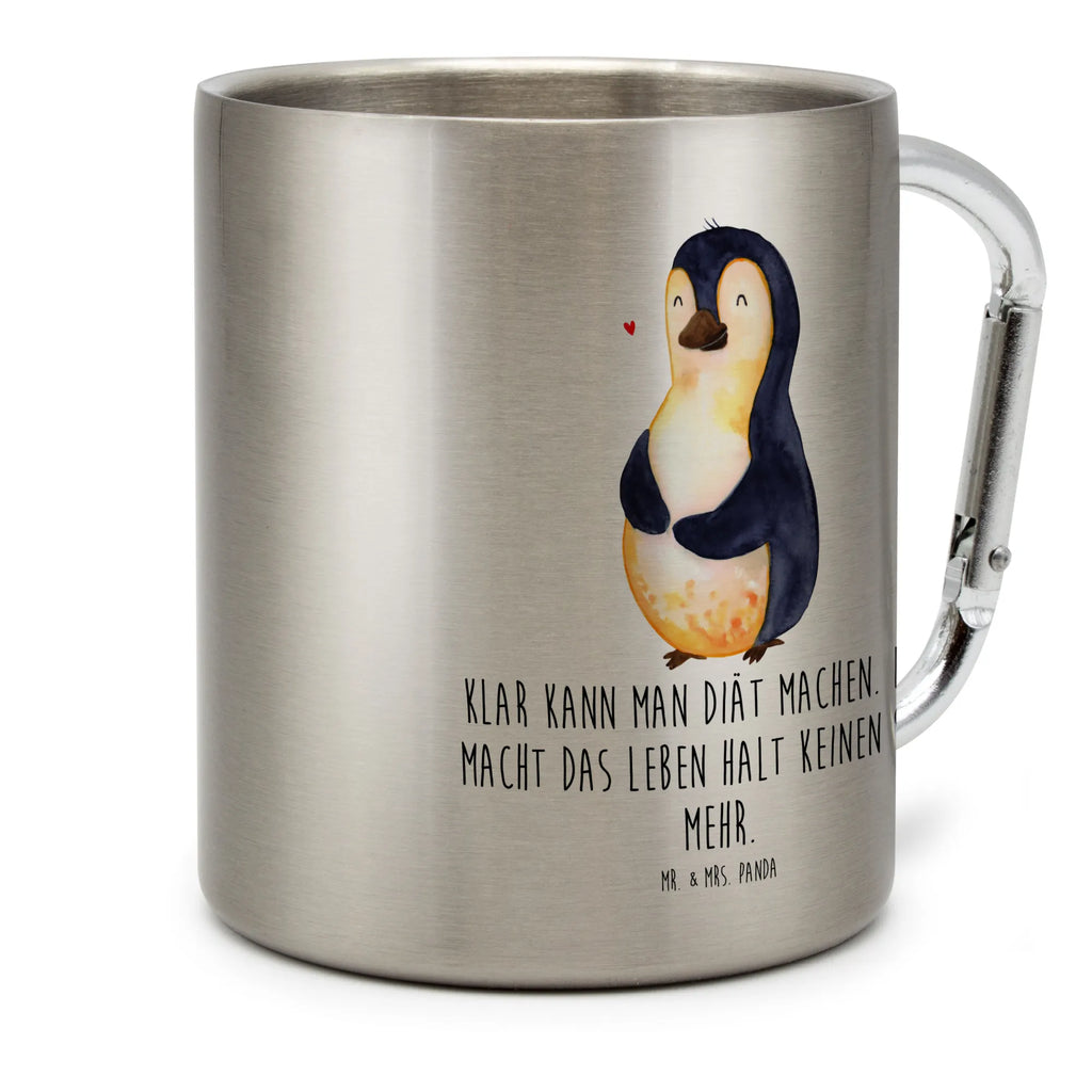 Edelstahlbecher Pinguin Diät Edelstahltasse, Karabiner, Edelstahlbecher, Outdoor, Camping, Tasse, Becher, Pinguin, Pinguine, Diät, Abnehmen, Abspecken, Gewicht, Motivation, Selbstliebe, Körperliebe, Selbstrespekt