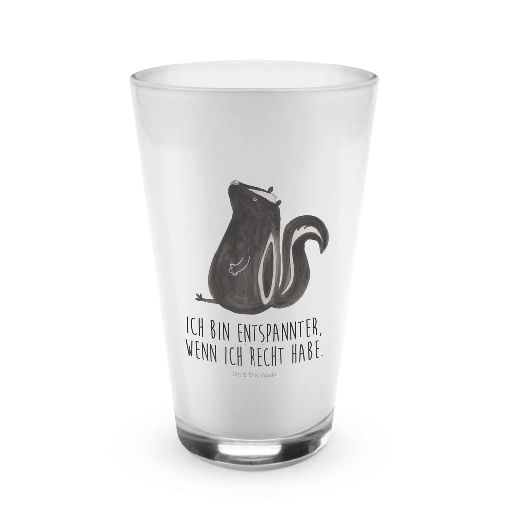 Glas Stinktier sitzend Cappuccino Glas, Glas, Cappuccino Tasse, Latte Macchiato, Stinktier, Skunk, Wildtier, Raubtier, Stinker, Stinki, Spruch, Büro, Recht, Besserwisser