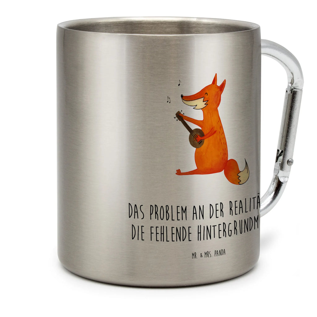 Edelstahlbecher Fuchs Gitarre Edelstahltasse, Karabiner, Edelstahlbecher, Outdoor, Camping, Tasse, Becher, Fuchs, Füchse, Geschenk Musiker, Musik Spruch, Musikerin, Sänger, Sängerin, Gitarre