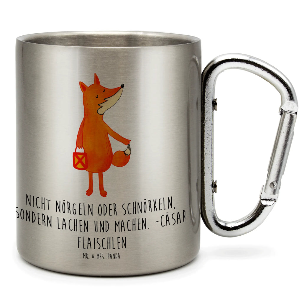 Edelstahlbecher Fuchs Laterne Edelstahltasse, Karabiner, Edelstahlbecher, Outdoor, Camping, Tasse, Becher, Fuchs, Füchse, Spruch trösten, Liebeskummer Spruch, Laterne, Sankt Martin, Laternenumzug, Aufmuntern, Cäsar Otto Hugo Flaischlen