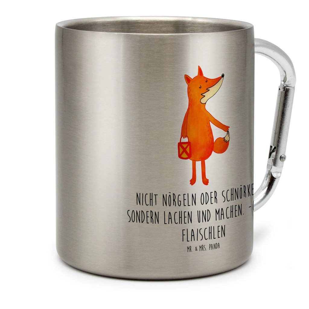 Edelstahlbecher Fuchs Laterne Edelstahltasse, Karabiner, Edelstahlbecher, Outdoor, Camping, Tasse, Becher, Fuchs, Füchse, Spruch trösten, Liebeskummer Spruch, Laterne, Sankt Martin, Laternenumzug, Aufmuntern, Cäsar Otto Hugo Flaischlen