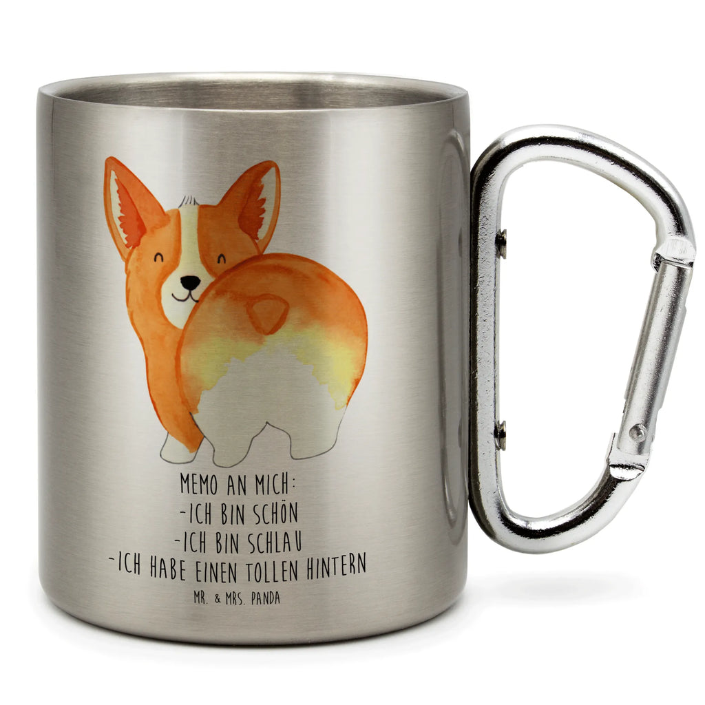 Edelstahlbecher Corgie Po Edelstahltasse, Karabiner, Edelstahlbecher, Outdoor, Camping, Tasse, Becher, Hund, Hundemotiv, Haustier, Hunderasse, Tierliebhaber, Hundebesitzer, Sprüche, Corgie, Hundeliebe, Motivation, Selbstliebe, Spruch