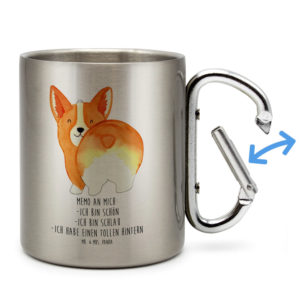 Edelstahlbecher Corgie Po Edelstahltasse, Karabiner, Edelstahlbecher, Outdoor, Camping, Tasse, Becher, Hund, Hundemotiv, Haustier, Hunderasse, Tierliebhaber, Hundebesitzer, Sprüche, Corgie, Hundeliebe, Motivation, Selbstliebe, Spruch