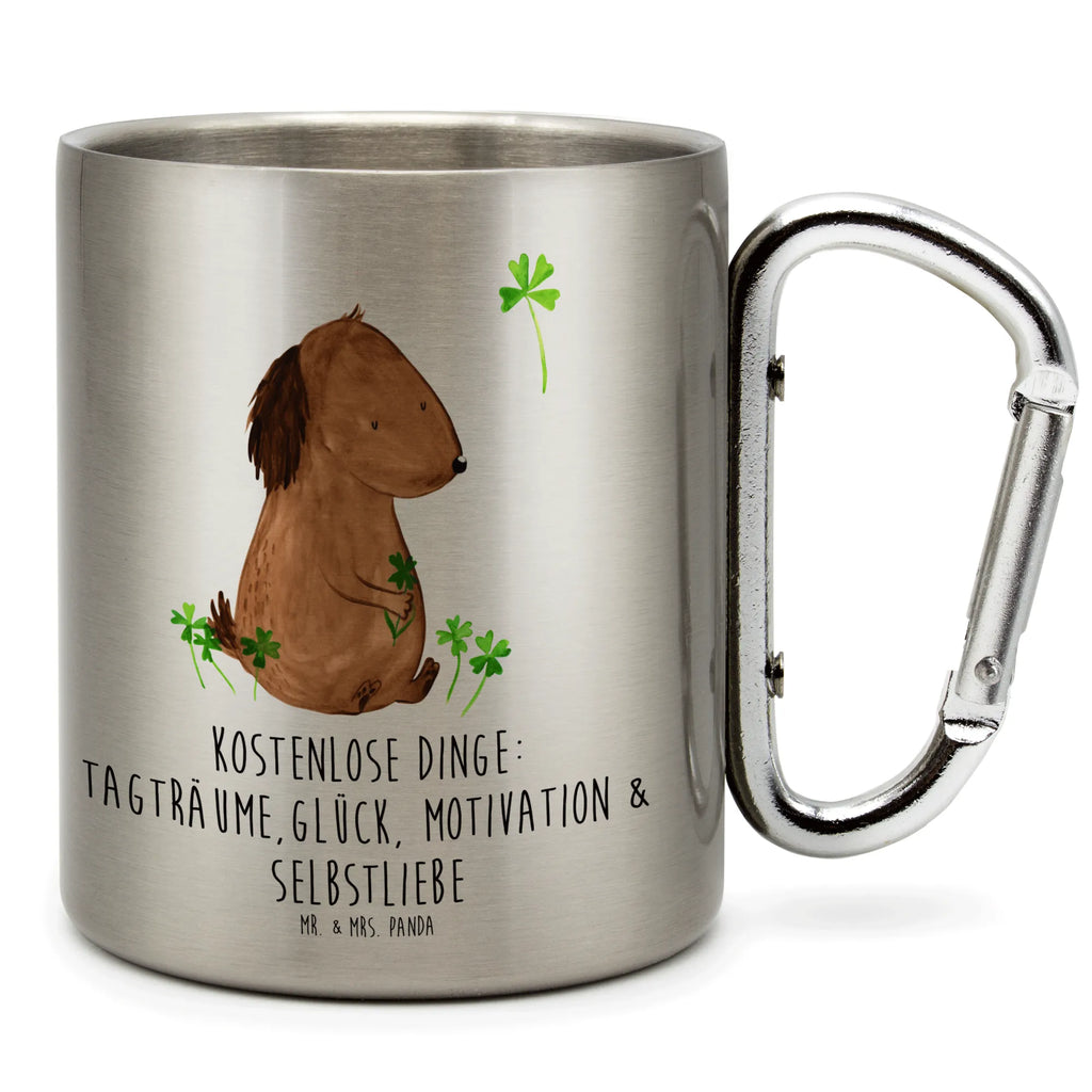 Edelstahlbecher Hund Kleeblatt Edelstahltasse, Karabiner, Edelstahlbecher, Outdoor, Camping, Tasse, Becher, Hund, Hundemotiv, Haustier, Hunderasse, Tierliebhaber, Hundebesitzer, Sprüche, Kleeblatt, Glück, Tagträume, Motivation, Neuanfang, Geschenk, Glücksbringer, Selbstliebe, Achtsamkeit