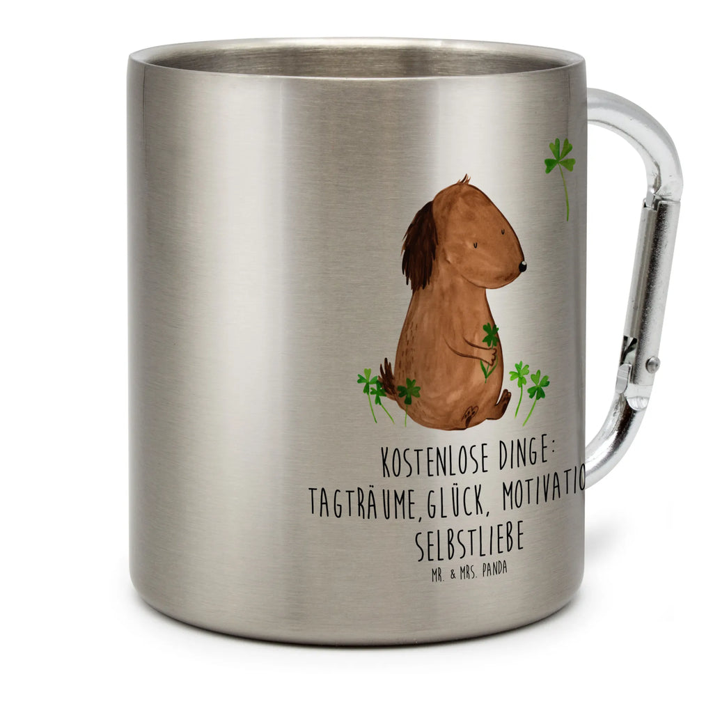 Edelstahlbecher Hund Kleeblatt Edelstahltasse, Karabiner, Edelstahlbecher, Outdoor, Camping, Tasse, Becher, Hund, Hundemotiv, Haustier, Hunderasse, Tierliebhaber, Hundebesitzer, Sprüche, Kleeblatt, Glück, Tagträume, Motivation, Neuanfang, Geschenk, Glücksbringer, Selbstliebe, Achtsamkeit