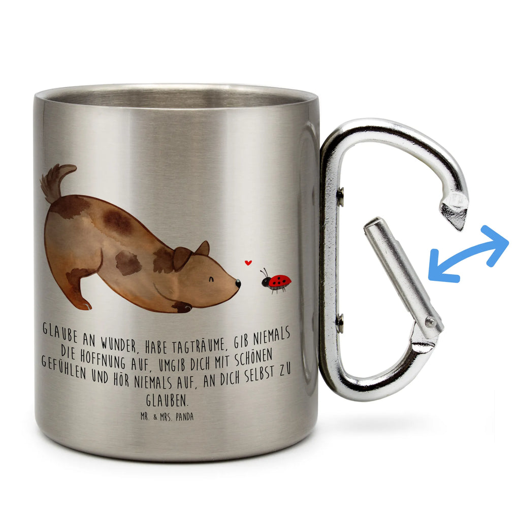 Edelstahlbecher Hund Marienkäfer Edelstahltasse, Karabiner, Edelstahlbecher, Outdoor, Camping, Tasse, Becher, Hund, Hundemotiv, Haustier, Hunderasse, Tierliebhaber, Hundebesitzer, Sprüche, Hunde, Hundespruch, Marienkäfer, Mischling, Mischlinghund