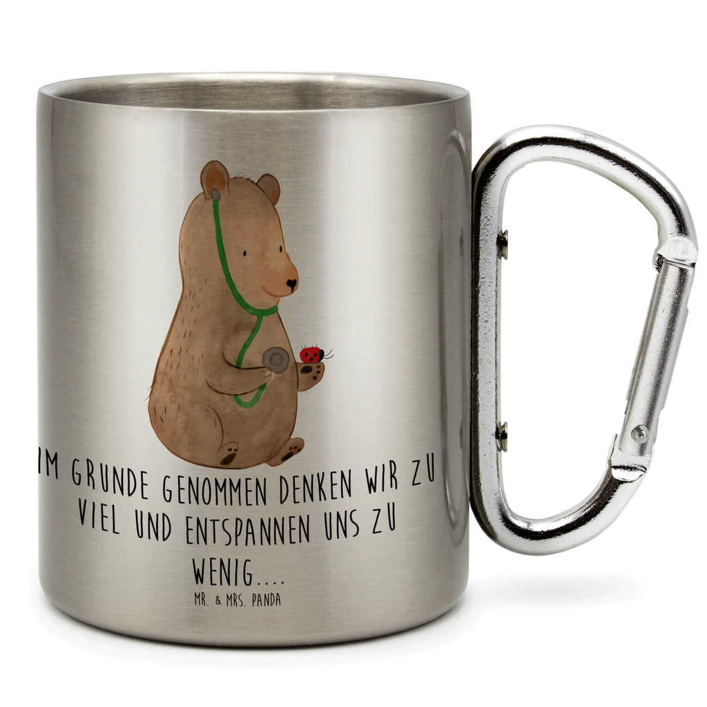 Edelstahlbecher Bär Arzt Edelstahltasse, Karabiner, Edelstahlbecher, Outdoor, Camping, Tasse, Becher, Bär, Teddy, Teddybär, Arzt, Ärztin, Doktor, Professor, Doktorin, Professorin