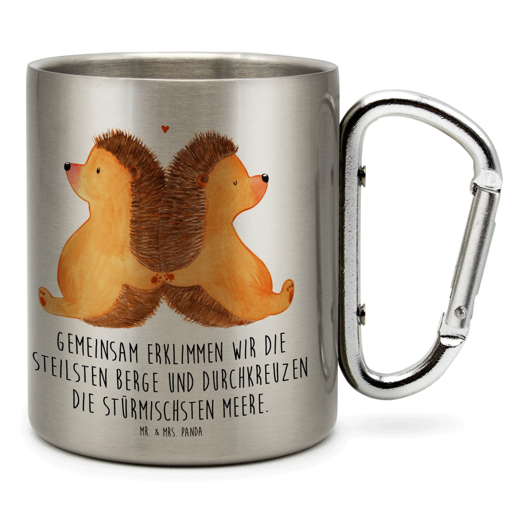 Edelstahlbecher Igel händchenhaltend Edelstahltasse, Karabiner, Edelstahlbecher, Outdoor, Camping, Tasse, Becher, Liebe, Partner, Freund, Freundin, Ehemann, Ehefrau, Heiraten, Verlobung, Heiratsantrag, Liebesgeschenk, Jahrestag, Hocheitstag, Igel, Igelliebe, Hand in Hand, Liebesbeweis, große Liebe, Liebesbotschaft, Hochzeit, Lieblingsmensch, Gemeinsamkeit, Love, Geschenk für zwei