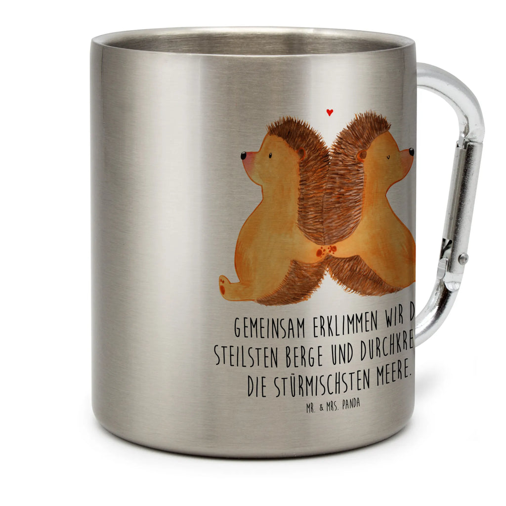 Edelstahlbecher Igel händchenhaltend Edelstahltasse, Karabiner, Edelstahlbecher, Outdoor, Camping, Tasse, Becher, Liebe, Partner, Freund, Freundin, Ehemann, Ehefrau, Heiraten, Verlobung, Heiratsantrag, Liebesgeschenk, Jahrestag, Hocheitstag, Igel, Igelliebe, Hand in Hand, Liebesbeweis, große Liebe, Liebesbotschaft, Hochzeit, Lieblingsmensch, Gemeinsamkeit, Love, Geschenk für zwei