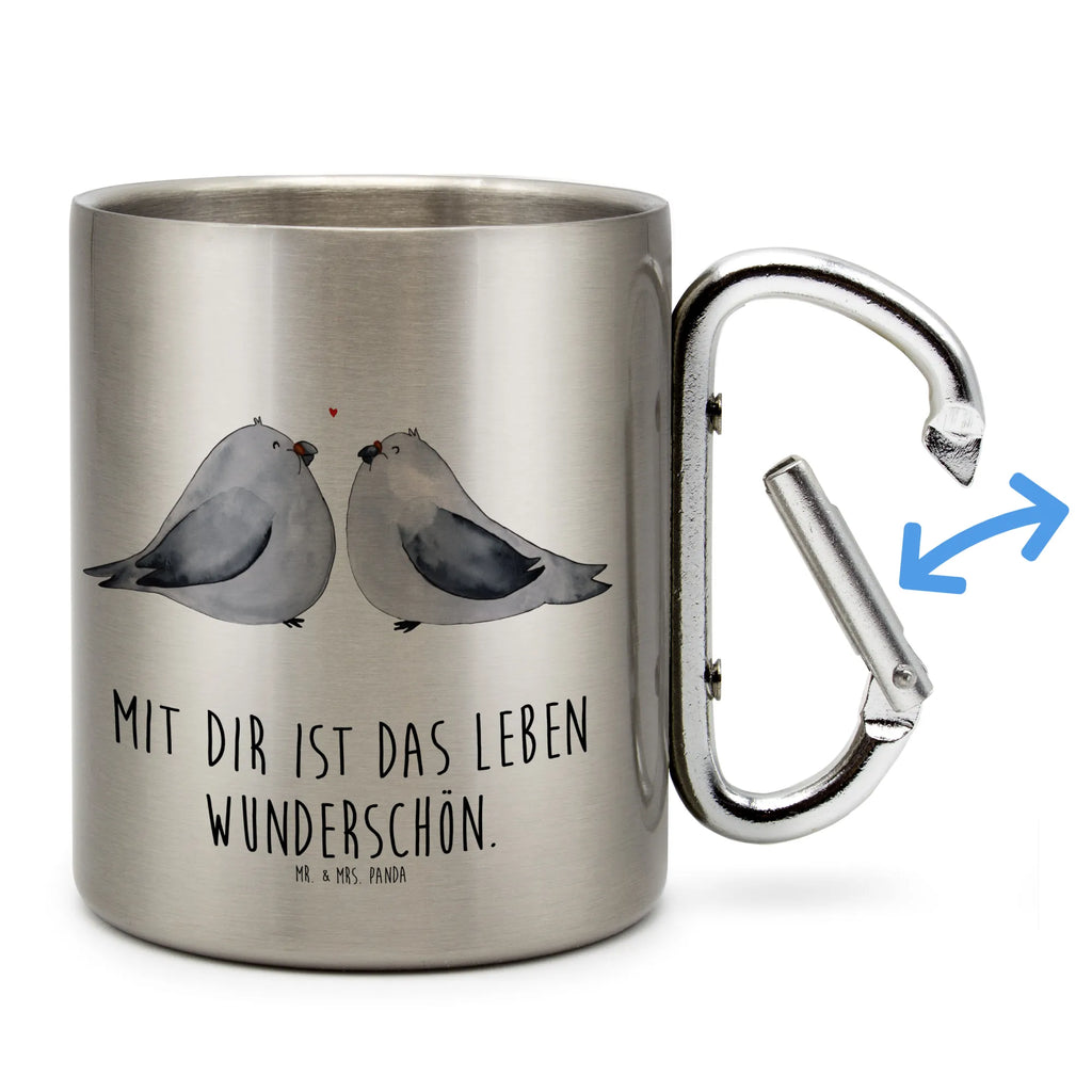 Edelstahlbecher Turteltauben Liebe Edelstahltasse, Karabiner, Edelstahlbecher, Outdoor, Camping, Tasse, Becher, Liebe, Partner, Freund, Freundin, Ehemann, Ehefrau, Heiraten, Verlobung, Heiratsantrag, Liebesgeschenk, Jahrestag, Hocheitstag, Turteltauben, Turteltäubchen, Tauben, Verliebt, Verlobt, Verheiratet, Geschenk Freundin, Geschenk Freund, Liebesbeweis, Hochzeitstag, Geschenk Hochzeit