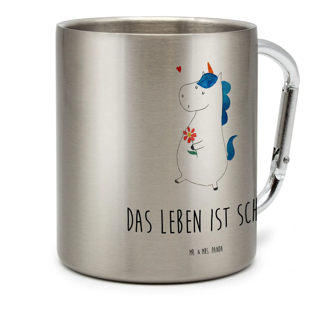 Edelstahlbecher Einhorn Spaziergang Edelstahltasse, Karabiner, Edelstahlbecher, Outdoor, Camping, Tasse, Becher, Einhorn, Einhörner, Einhorn Deko, Pegasus, Unicorn, Glitzer, Blumen, Spaziergang, Motivation, Gute Laune, Freude, Freundin, Mutter, Schwester