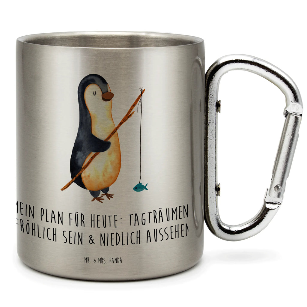 Edelstahlbecher Pinguin Angler Edelstahltasse, Karabiner, Edelstahlbecher, Outdoor, Camping, Tasse, Becher, Pinguin, Pinguine, Angeln, Angler, Tagträume, Hobby, Plan, Planer, Tagesplan, Neustart, Motivation, Geschenk, Freundinnen, Geschenkidee, Urlaub, Wochenende