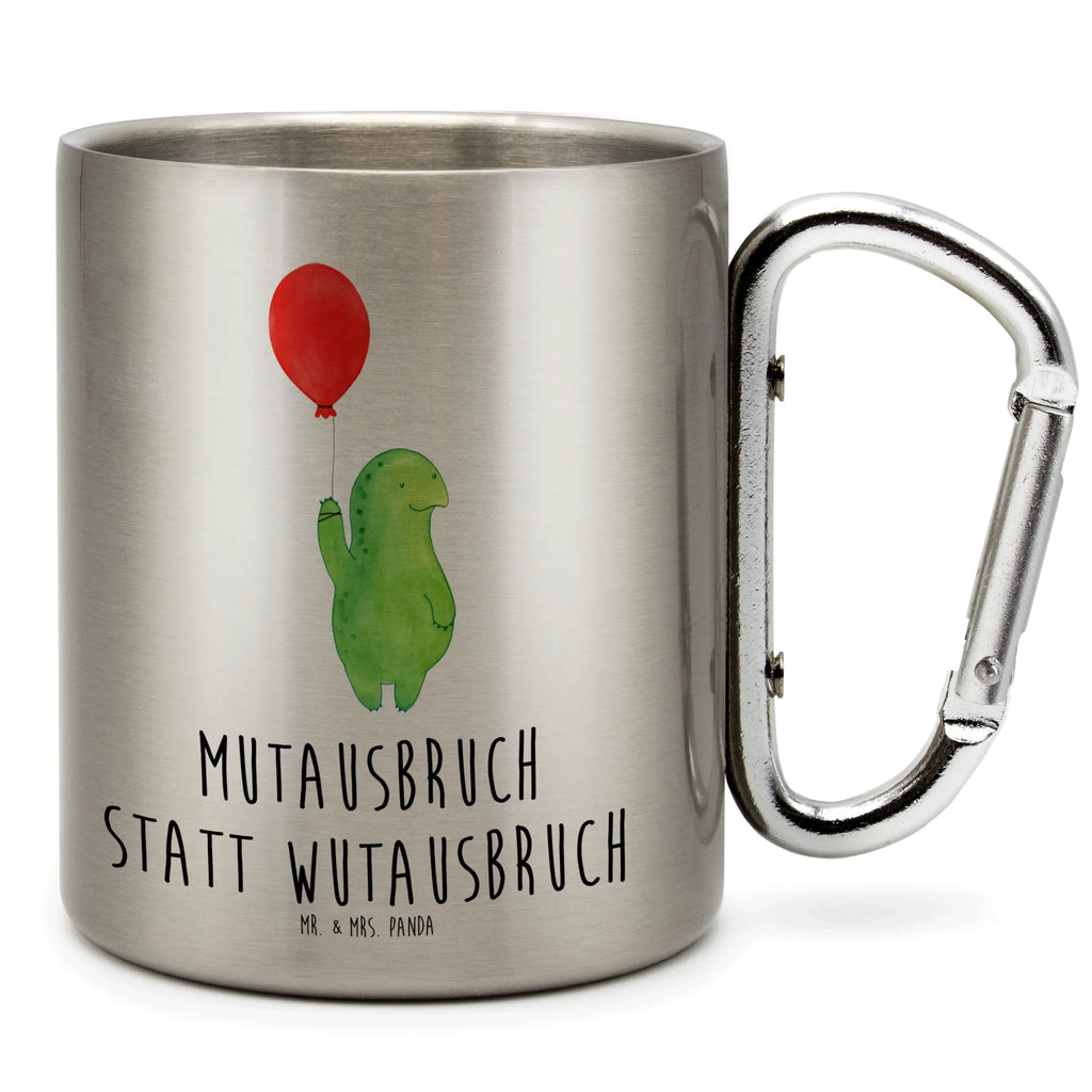 Edelstahlbecher Schildkröte Luftballon Edelstahltasse, Karabiner, Edelstahlbecher, Outdoor, Camping, Tasse, Becher, Schildkröte, Schildkröten, Mutausbruch, Motivation, Motivationsspruch