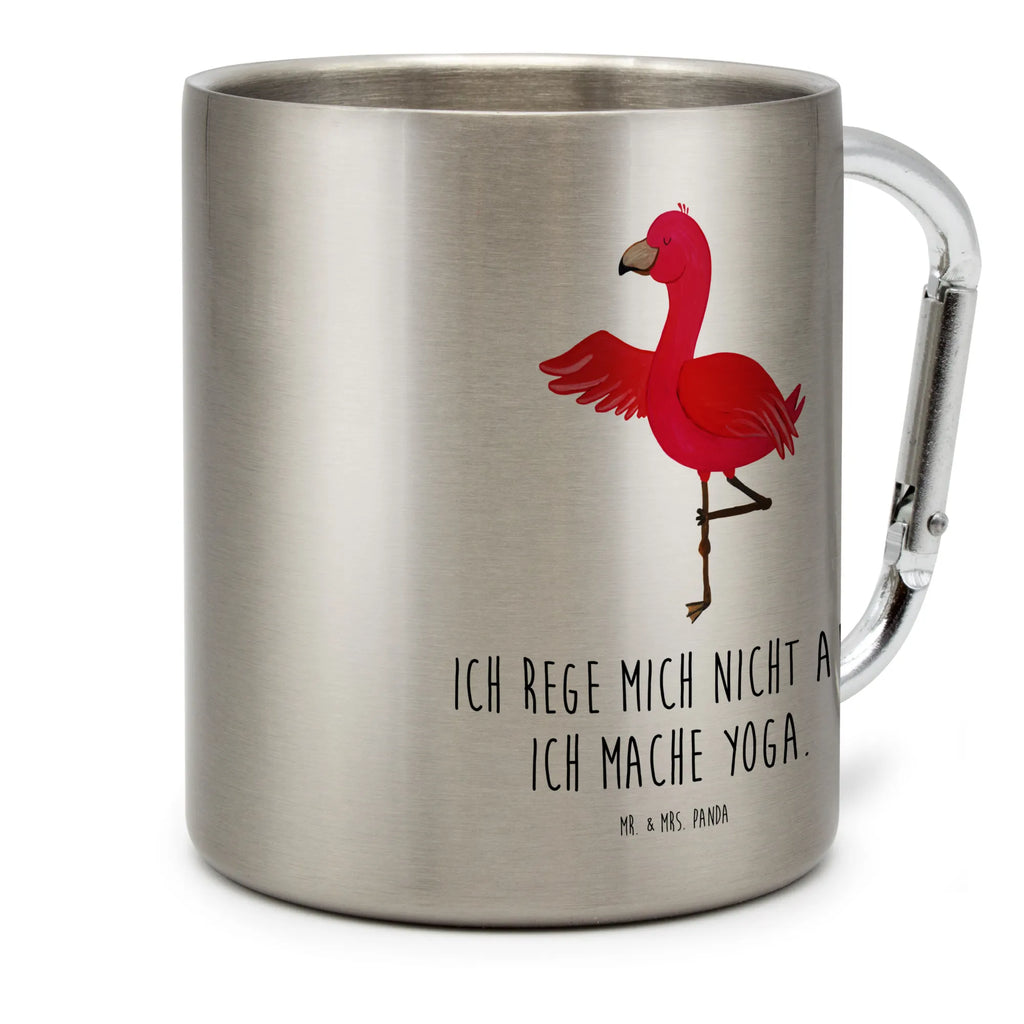 Edelstahlbecher Flamingo Yoga Edelstahltasse, Karabiner, Edelstahlbecher, Outdoor, Camping, Tasse, Becher, Flamingo, Vogel, Yoga, Namaste, Achtsamkeit, Yoga-Übung, Entspannung, Ärger, Aufregen, Tiefenentspannung