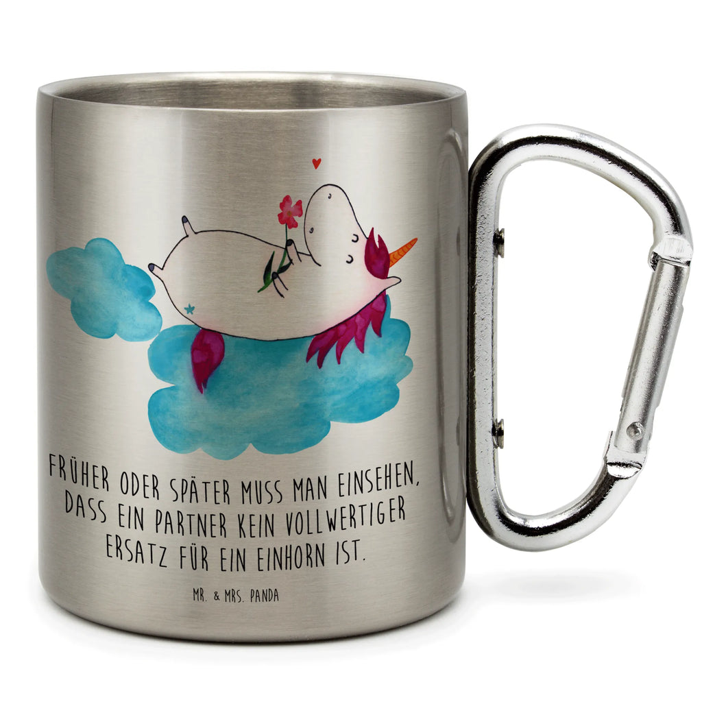 Edelstahlbecher Einhorn verliebt auf Wolke Edelstahltasse, Karabiner, Edelstahlbecher, Outdoor, Camping, Tasse, Becher, Einhorn, Einhörner, Einhorn Deko, Pegasus, Unicorn, verliebt, Liebe, Liebesbeweis, Freundin, Wolke