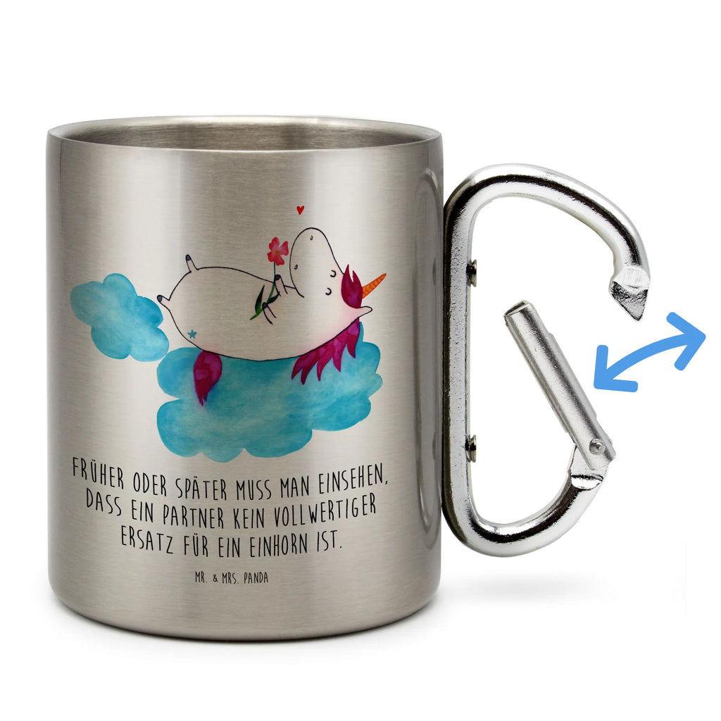 Edelstahlbecher Einhorn verliebt auf Wolke Edelstahltasse, Karabiner, Edelstahlbecher, Outdoor, Camping, Tasse, Becher, Einhorn, Einhörner, Einhorn Deko, Pegasus, Unicorn, verliebt, Liebe, Liebesbeweis, Freundin, Wolke