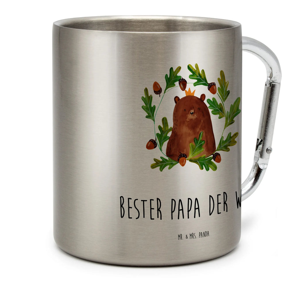 Edelstahlbecher Bär König Edelstahltasse, Karabiner, Edelstahlbecher, Outdoor, Camping, Tasse, Becher, Bär, Teddy, Teddybär, Papa, Papa Bär, bester Vater, bester Papa, weltbester Papa, Vatertag, Vater, Dad, Daddy, Papi