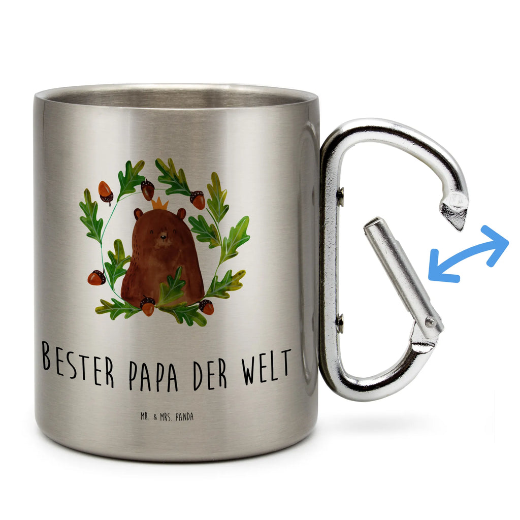 Edelstahlbecher Bär König Edelstahltasse, Karabiner, Edelstahlbecher, Outdoor, Camping, Tasse, Becher, Bär, Teddy, Teddybär, Papa, Papa Bär, bester Vater, bester Papa, weltbester Papa, Vatertag, Vater, Dad, Daddy, Papi