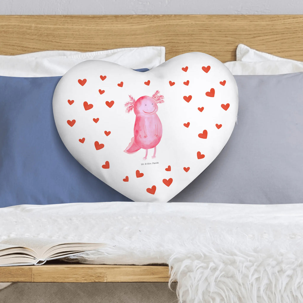 Heart cushion axolotl Happy Kissen, Herzkissen, Herzform, Herz, Dekokissen, Axolotl, Molch, Axolot, Schwanzlurch, Lurch, Lurche, Motivation, gute Laune