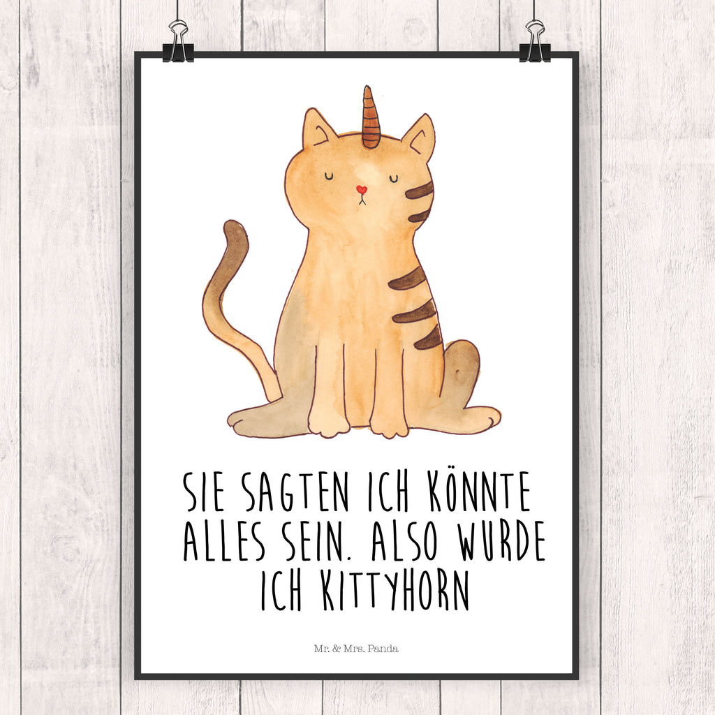 Poster Einhorn Katze Poster, Wandposter, Bild, Wanddeko, Küchenposter, Kinderposter, Wanddeko Bild, Raumdekoration, Wanddekoration, Handgemaltes Poster, Mr. & Mrs. Panda Poster, Designposter, Kunstdruck, Posterdruck, Einhorn, Einhörner, Einhorn Deko, Pegasus, Unicorn, Katzer, Mieze, Regenbogen, Glitzer, Einhornpower, Erwachsenwerden, Katze, Katzenhorn, Einhornkatze, Kittyhorn