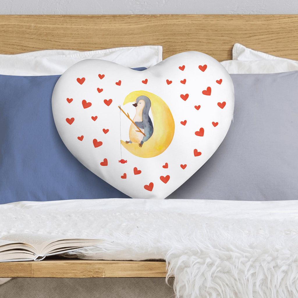 Herzkissen Pinguin Mond Kissen, Herzkissen, Herzform, Herz, Dekokissen, Pinguin, Pinguine, Spruch, schlafen, Nachtruhe, Einschlafen, Schlafzimmer, Schlafstörungen, Gästezimmer