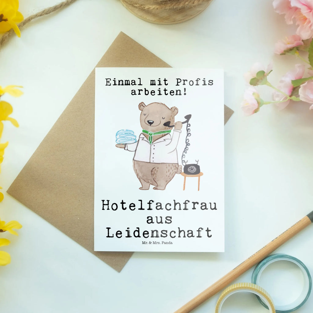 Grußkarte Hotelfachfrau aus Leidenschaft Grußkarte, Klappkarte, Einladungskarte, Glückwunschkarte, Hochzeitskarte, Geburtstagskarte, Karte, Ansichtskarten, Beruf, Ausbildung, Jubiläum, Abschied, Rente, Kollege, Kollegin, Geschenk, Schenken, Arbeitskollege, Mitarbeiter, Firma, Danke, Dankeschön, Hotelfachfrau, Hotelkauffrau, Hotelfachangestellte, Hotelier, Hoteleröffnung