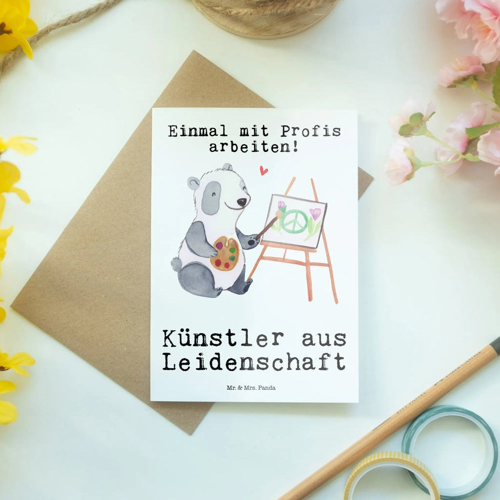 Grußkarte Künstler aus Leidenschaft Grußkarte, Klappkarte, Einladungskarte, Glückwunschkarte, Hochzeitskarte, Geburtstagskarte, Karte, Ansichtskarten, Beruf, Ausbildung, Jubiläum, Abschied, Rente, Kollege, Kollegin, Geschenk, Schenken, Arbeitskollege, Mitarbeiter, Firma, Danke, Dankeschön, Künstler, Maler, Kunstmaler, Galerie Eröffnung, Kunstschule