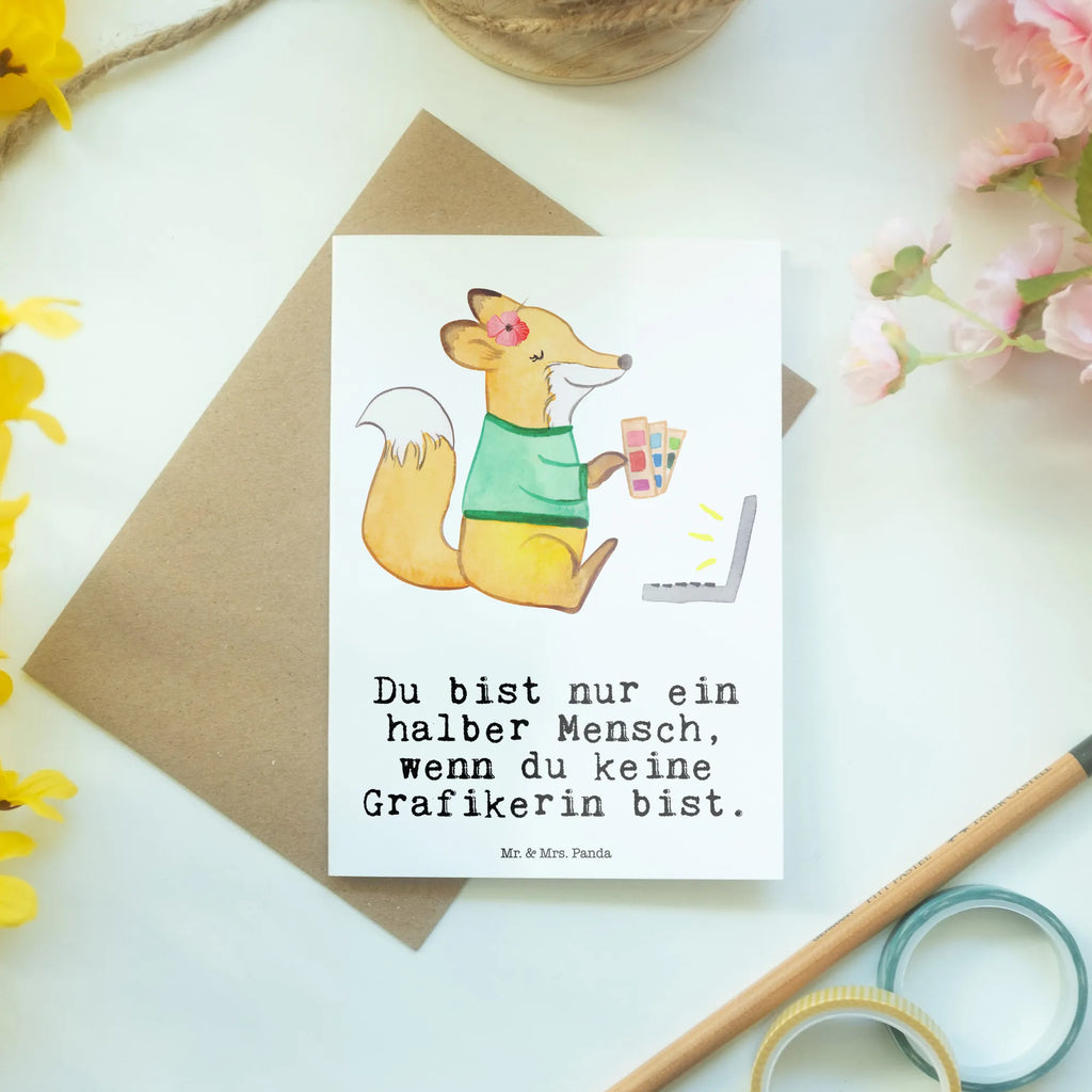 Grußkarte Grafikerin mit Herz Grußkarte, Klappkarte, Einladungskarte, Glückwunschkarte, Hochzeitskarte, Geburtstagskarte, Karte, Ansichtskarten, Beruf, Ausbildung, Jubiläum, Abschied, Rente, Kollege, Kollegin, Geschenk, Schenken, Arbeitskollege, Mitarbeiter, Firma, Danke, Dankeschön, Grafikerin, Designer, Mediengestalter, Grafikdesignerin