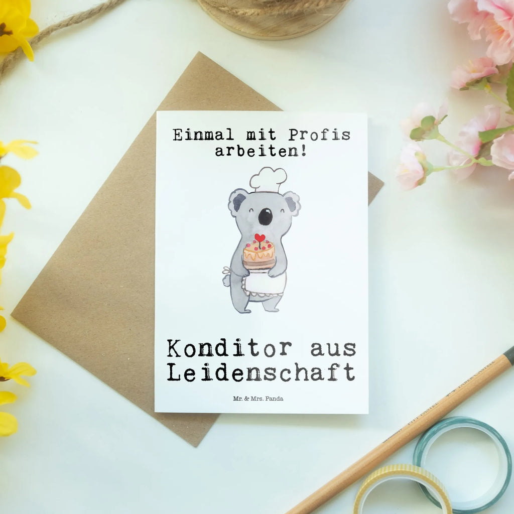 Grußkarte Konditor Leidenschaft Grußkarte, Klappkarte, Einladungskarte, Glückwunschkarte, Hochzeitskarte, Geburtstagskarte, Karte, Ansichtskarten, Beruf, Ausbildung, Jubiläum, Abschied, Rente, Kollege, Kollegin, Geschenk, Schenken, Arbeitskollege, Mitarbeiter, Firma, Danke, Dankeschön, Konditor, Kuchenbäcker, Patissier, Confiseur, Bäcker