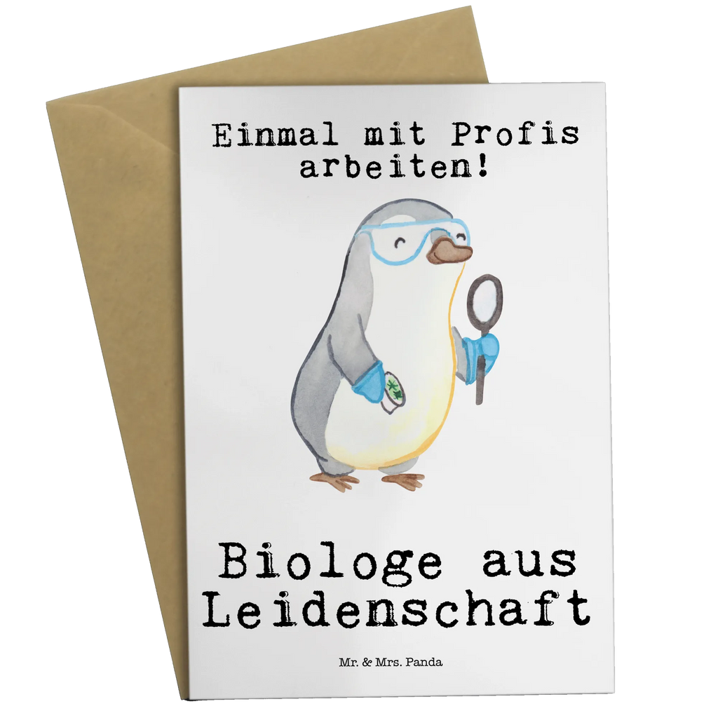 Grußkarte Biologe aus Leidenschaft Grußkarte, Klappkarte, Einladungskarte, Glückwunschkarte, Hochzeitskarte, Geburtstagskarte, Karte, Ansichtskarten, Beruf, Ausbildung, Jubiläum, Abschied, Rente, Kollege, Kollegin, Geschenk, Schenken, Arbeitskollege, Mitarbeiter, Firma, Danke, Dankeschön, Biologe, Biologie, Naturwissenschaftler, Labor, Studium, Bachelor, Master