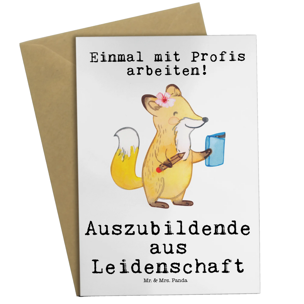 Grußkarte Auszubildende aus Leidenschaft Grußkarte, Klappkarte, Einladungskarte, Glückwunschkarte, Hochzeitskarte, Geburtstagskarte, Karte, Ansichtskarten, Beruf, Ausbildung, Jubiläum, Abschied, Rente, Kollege, Kollegin, Geschenk, Schenken, Arbeitskollege, Mitarbeiter, Firma, Danke, Dankeschön, Auszubildende, Azubine, Ausbildungsbeginn, Abschlussprüfung, Beginn der Ausbildung, Glücksbringer zur Ausbildung