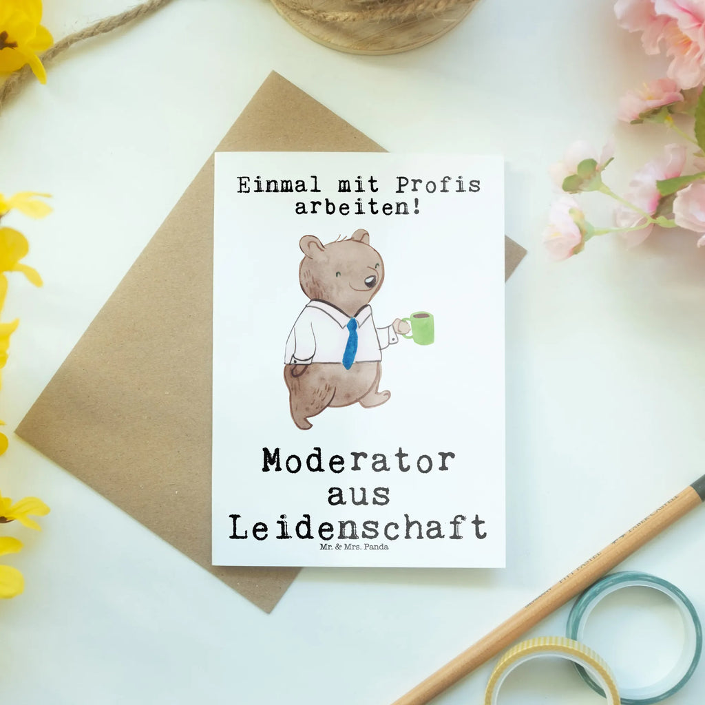 Grußkarte Moderator aus Leidenschaft Grußkarte, Klappkarte, Einladungskarte, Glückwunschkarte, Hochzeitskarte, Geburtstagskarte, Karte, Ansichtskarten, Beruf, Ausbildung, Jubiläum, Abschied, Rente, Kollege, Kollegin, Geschenk, Schenken, Arbeitskollege, Mitarbeiter, Firma, Danke, Dankeschön