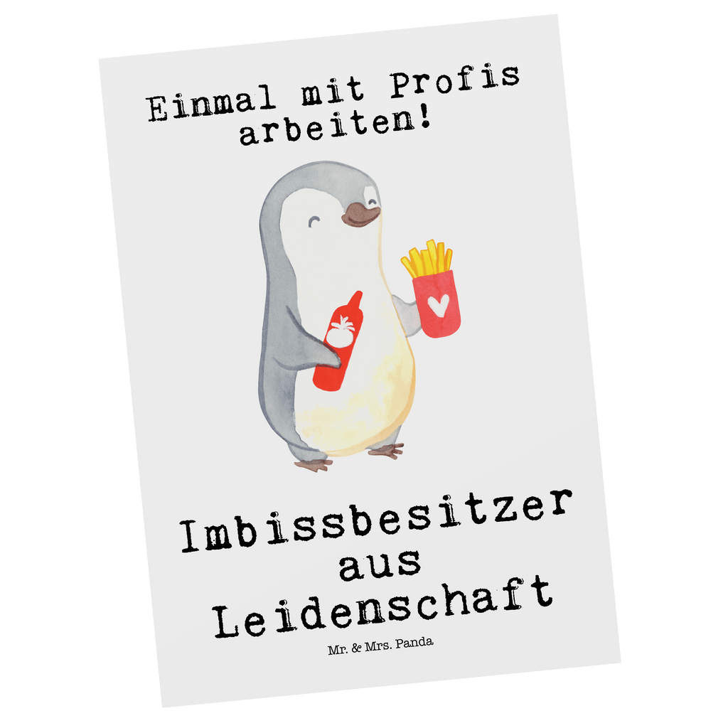 Postkarte Imbissbesitzer aus Leidenschaft Postkarte, Karte, Geschenkkarte, Grußkarte, Einladung, Ansichtskarte, Geburtstagskarte, Einladungskarte, Dankeskarte, Ansichtskarten, Einladung Geburtstag, Einladungskarten Geburtstag, Beruf, Ausbildung, Jubiläum, Abschied, Rente, Kollege, Kollegin, Geschenk, Schenken, Arbeitskollege, Mitarbeiter, Firma, Danke, Dankeschön, Imbissbesitzer, Imbissverkäufer, Pommesverkäufer, Pommesliebe