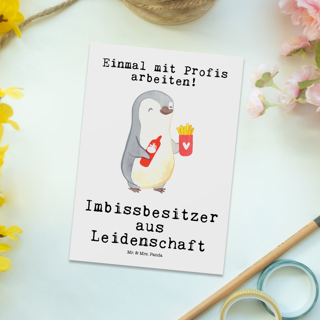 Postkarte Imbissbesitzer aus Leidenschaft Postkarte, Karte, Geschenkkarte, Grußkarte, Einladung, Ansichtskarte, Geburtstagskarte, Einladungskarte, Dankeskarte, Ansichtskarten, Einladung Geburtstag, Einladungskarten Geburtstag, Beruf, Ausbildung, Jubiläum, Abschied, Rente, Kollege, Kollegin, Geschenk, Schenken, Arbeitskollege, Mitarbeiter, Firma, Danke, Dankeschön, Imbissbesitzer, Imbissverkäufer, Pommesverkäufer, Pommesliebe